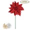 Set of 24: Sparkling Red Glitter Poinsettia Flower Picks | 3" Wide | Festive Holiday Accents | Trees, Wreaths, & Garlands | Christmas Picks | Home & Office Decor - 2024 Christmas Collection, Floral Home by Artificial Flowers